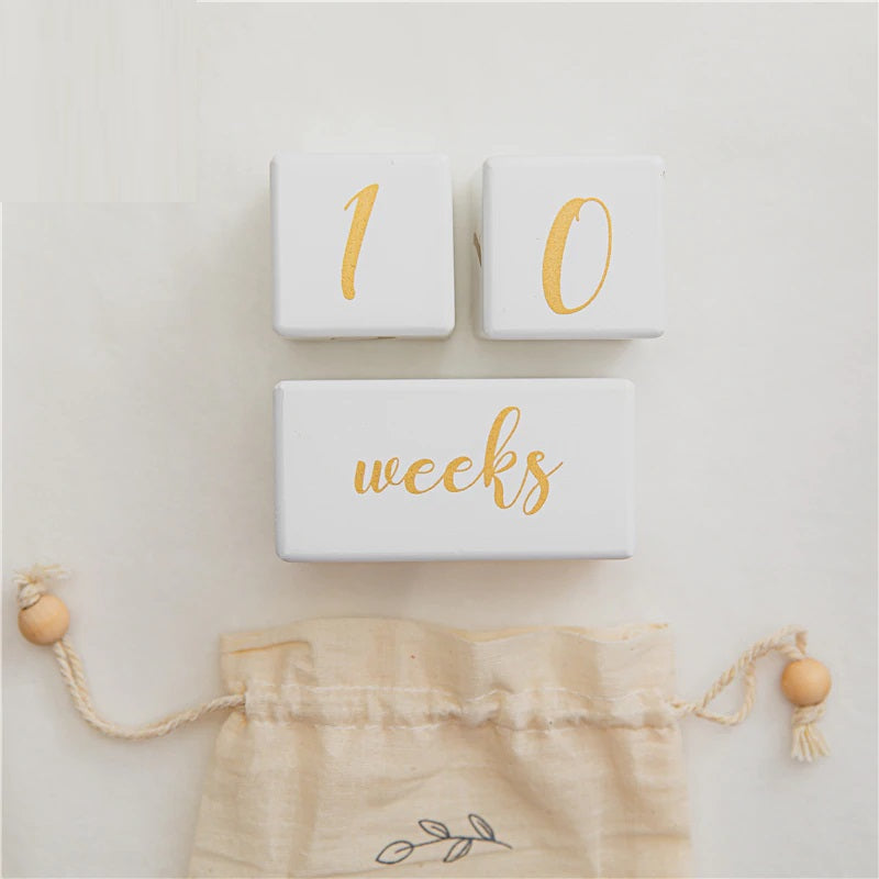 Baby White Wooden Milestone Blocks