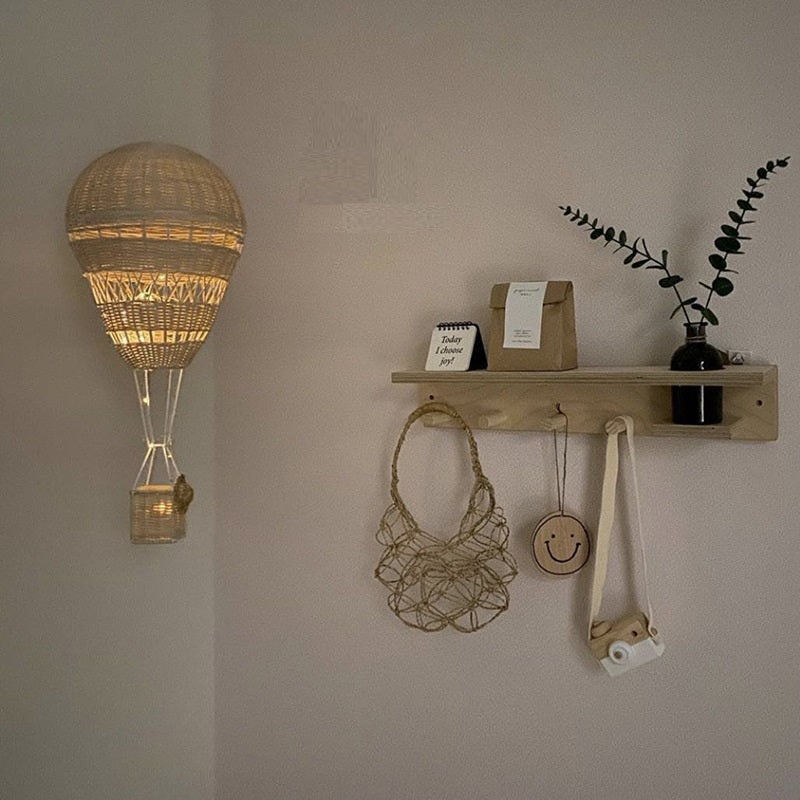 Handmade Rattan Hot Air Balloon with Light