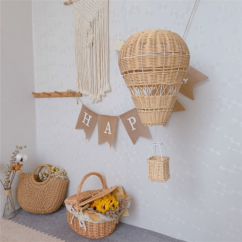 Handmade Rattan Hot Air Balloon with Light