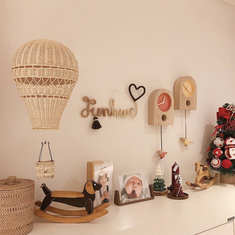 Handmade Rattan Hot Air Balloon with Light