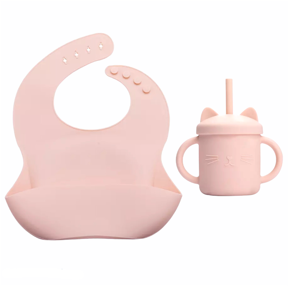 Silicone Cat Sippy Cup & Bib Set
