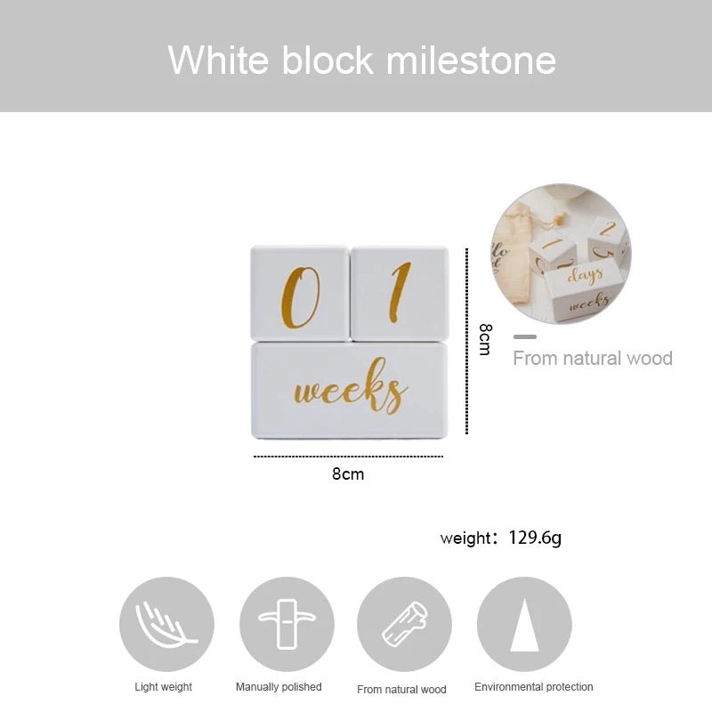 Baby White Wooden Milestone Blocks