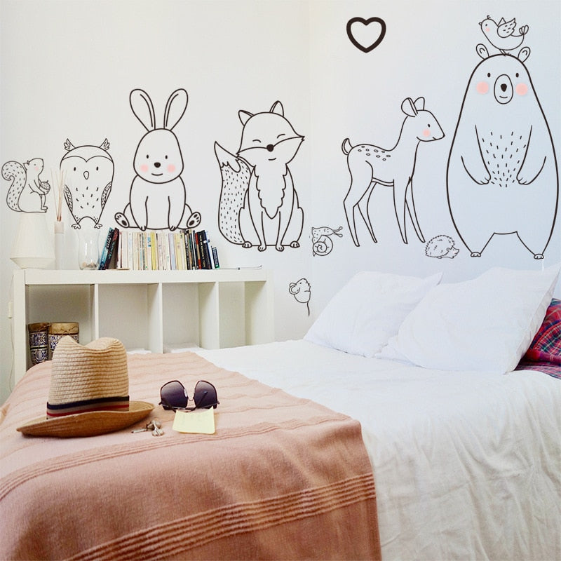 Nordic Cartoon Animal Wall Sticker