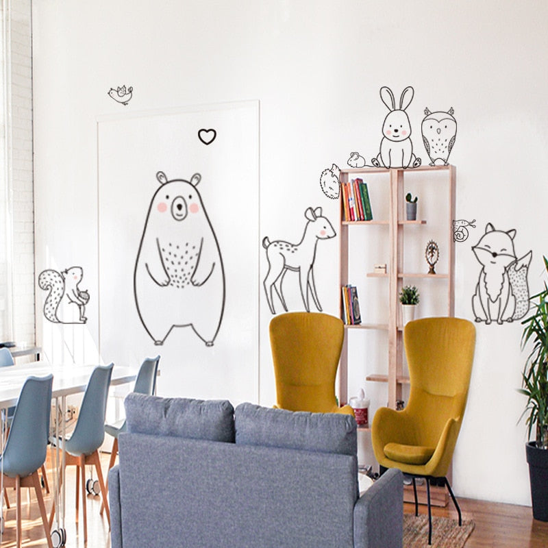 Nordic Cartoon Animal Wall Sticker