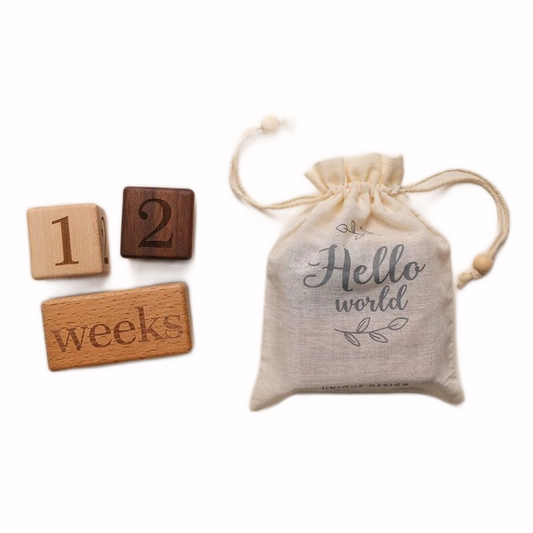 Baby Wooden Milestone Blocks with Bag
