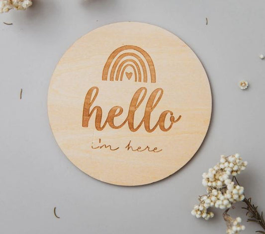 Rainbow Hello World Wooden Card