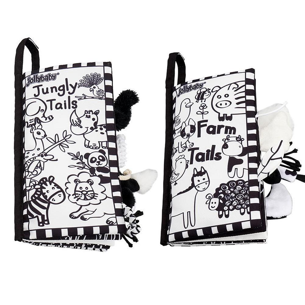 Jollybaby Animals Tails Cloth Book - Black and White