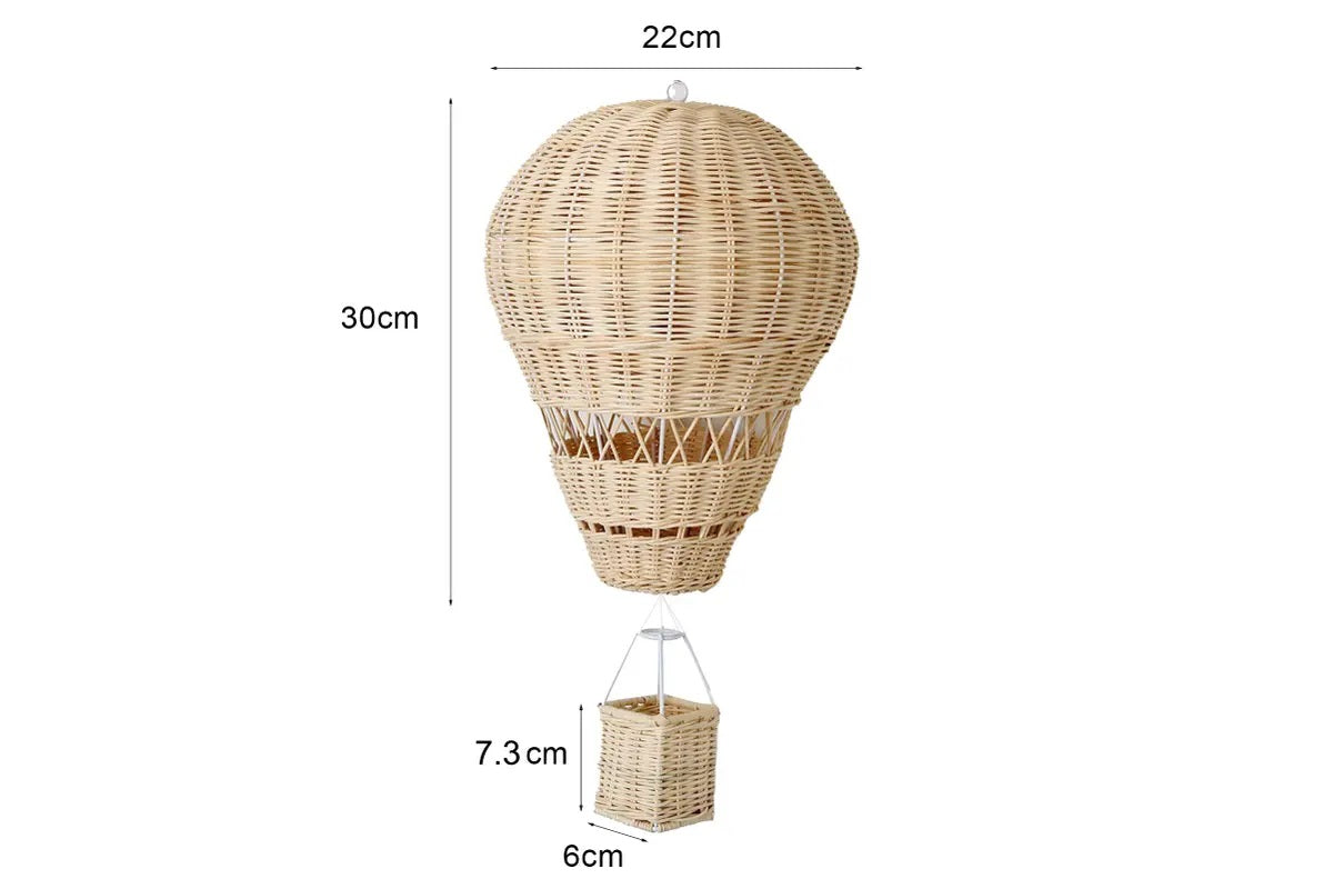 Handmade Rattan Hot Air Balloon with Light