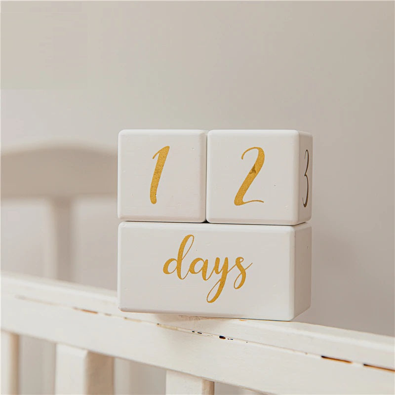 Baby White Wooden Milestone Blocks