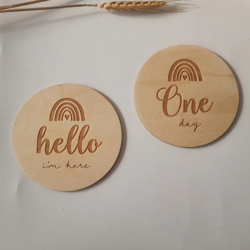 Rainbow Hello World Wooden Card