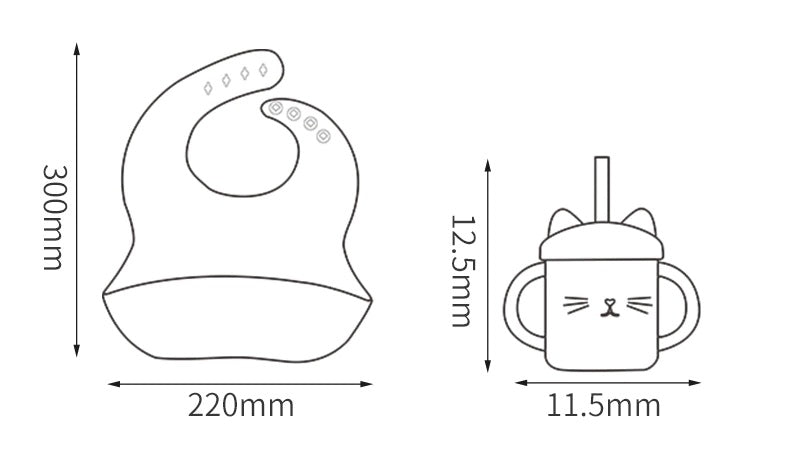 Silicone Cat Sippy Cup & Bib Set