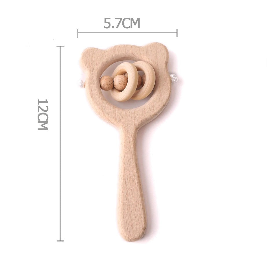 Wooden Handheld Rattle Baby Toy