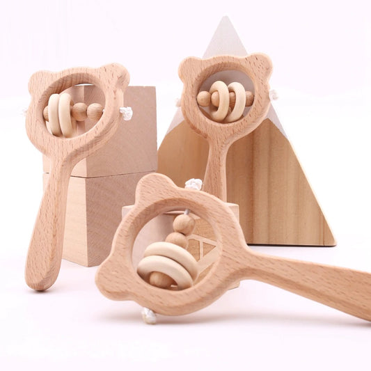 Wooden Handheld Rattle Baby Toy