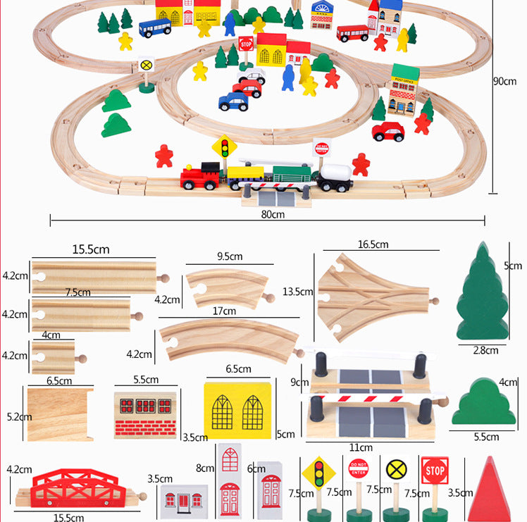 Wooden Train Track Set (100pcs)