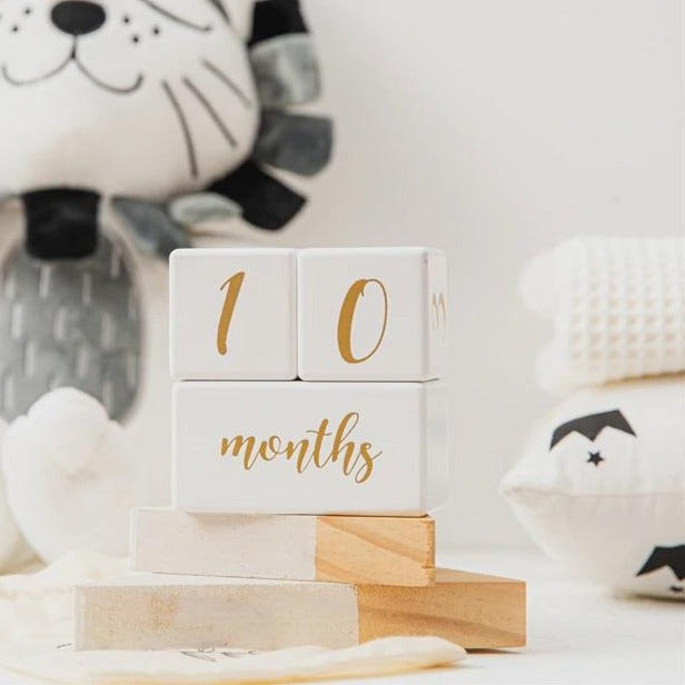 Baby White Wooden Milestone Blocks