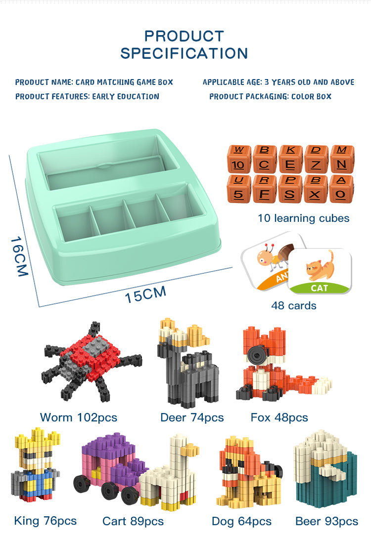 Matching Game Box - Building Blocks and Cards Dual Mode