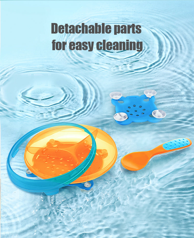 Rotatable Stay Put Section Plate with Spoon Set