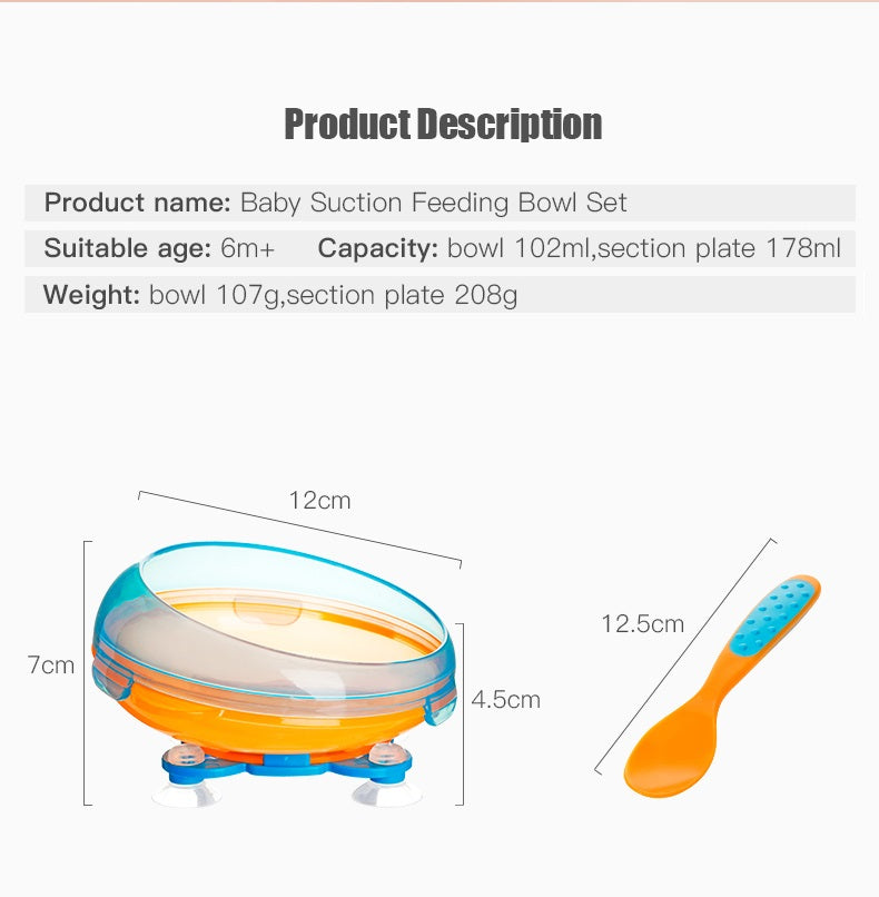 Rotatable Stay Put Bowl with Spoon Set