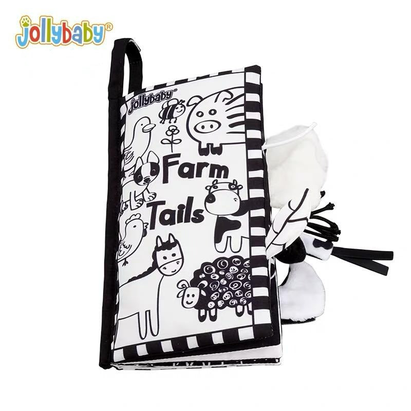 Jollybaby Animals Tails Cloth Book - Black and White