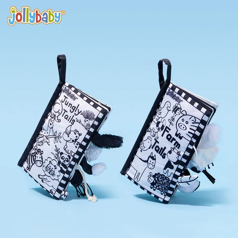 Jollybaby Animals Tails Cloth Book - Black and White