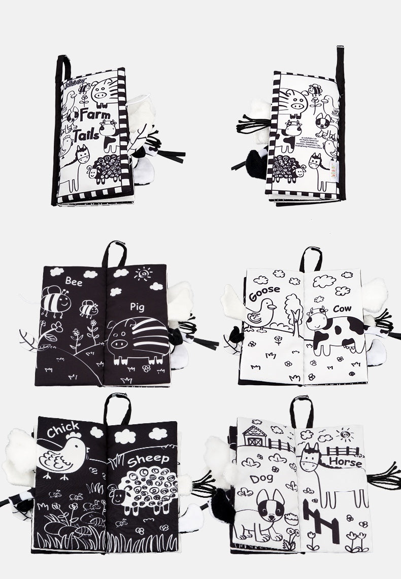 Jollybaby Animals Tails Cloth Book - Black and White