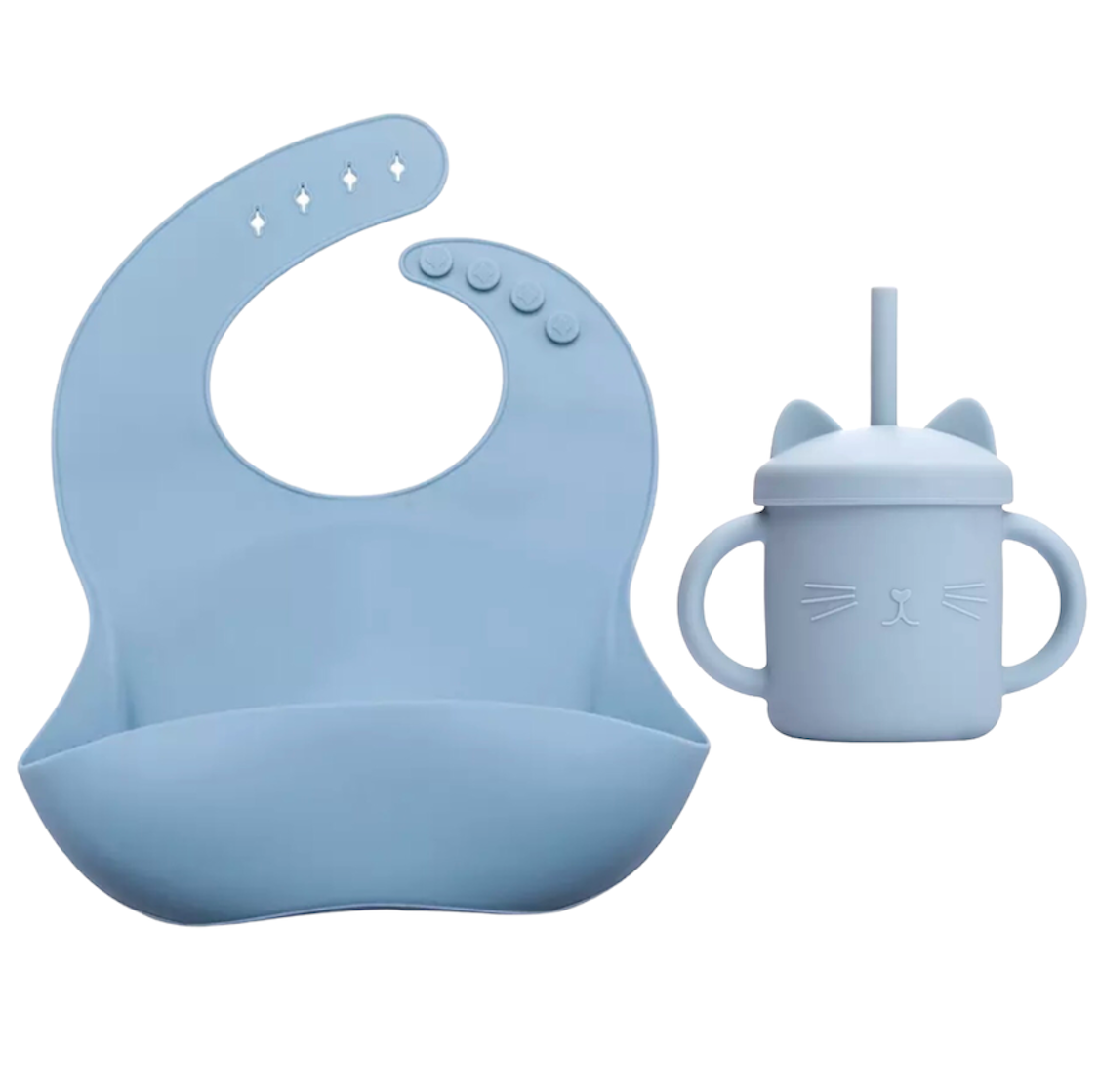 Silicone Cat Sippy Cup & Bib Set