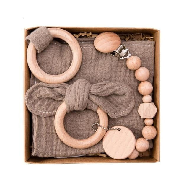 Baby Wooden Rattle Gift Set